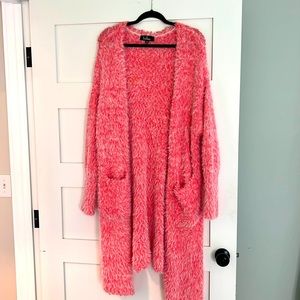 Coral Fluffy Duster Cardigan